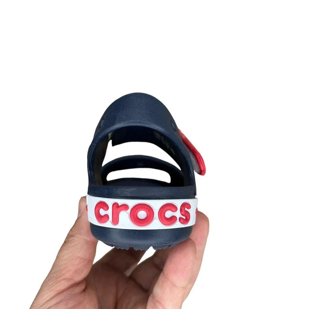 Crocs Little Boys Girls Sandals Size 11 Navy Blue Red Water Friendly Lightweight